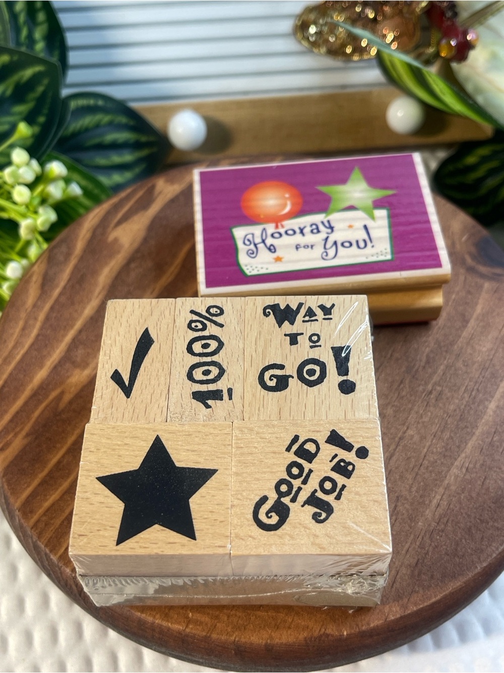 Stamp Craft Positive Words Rubber Stamp Set Wood Mount Scrapbooking Card Making